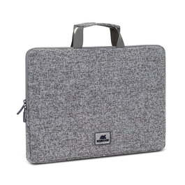 Rivacase 7915 Funda para Portátil y Tablet Universal 15.6 Pulgadas (39.6 cm) Negro Gris con Asa de Transporte, Cremallera y Bolsillo Trasero - Resistente a Golpes, Agua y Polvo