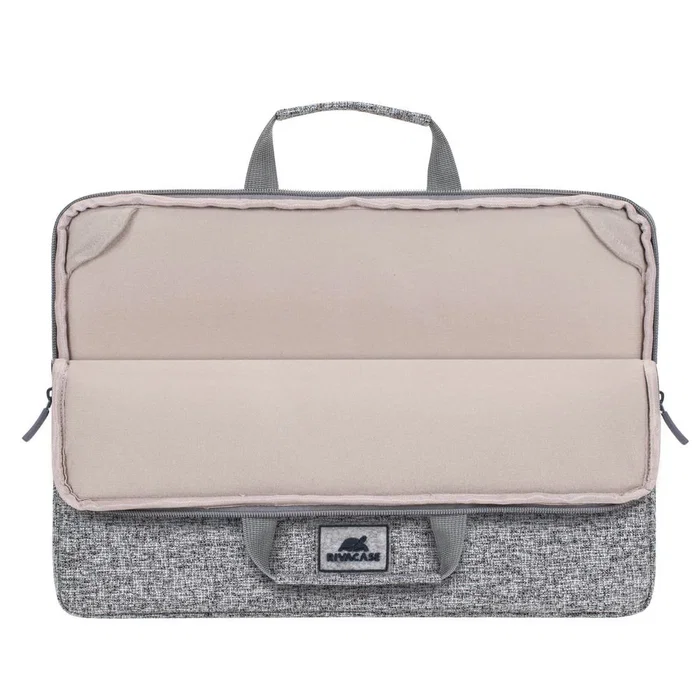 Rivacase 7915 Funda para Portátil y Tablet Universal 15.6 Pulgadas (39.6 cm) Negro Gris con Asa de Transporte, Cremallera y Bolsillo Trasero - Resistente a Golpes, Agua y Polvo