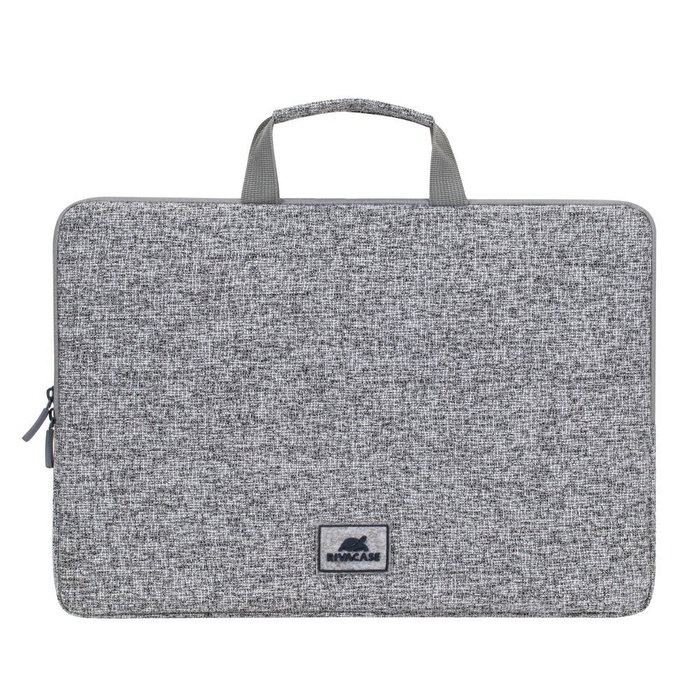 Rivacase 7915 Funda para Portátil y Tablet Universal 15.6 Pulgadas (39.6 cm) Negro Gris con Asa de Transporte, Cremallera y Bolsillo Trasero - Resistente a Golpes, Agua y Polvo