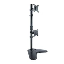 TooQ Soporte de mesa para 2 pantallas 17"-32" verticales, VESA 75x75 y 100x100, ajuste en altura e inclinación, Negro