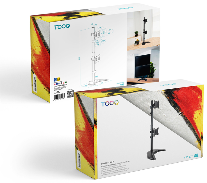 Tooq Soporte de Mesa para 2 Pantallas 17-32 Pulgadas DB1703TNV-B Tooq Soporte de Mesa para 2 Pantallas 17-32 Pulgadas DB1703TNV-B