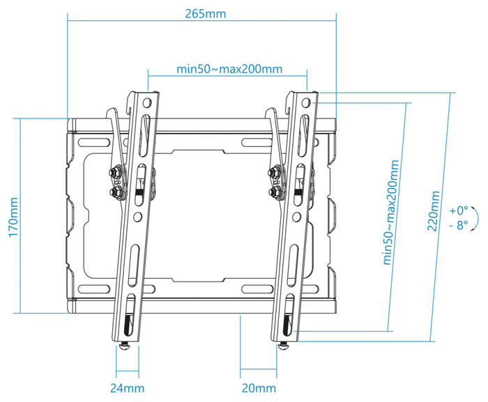 Tooq Soporte de Pared Inclinable LP1044T-B para TV de 23-43 pulgadas Tooq Soporte de Pared Inclinable LP1044T-B para TV de 23-43 pulgadas