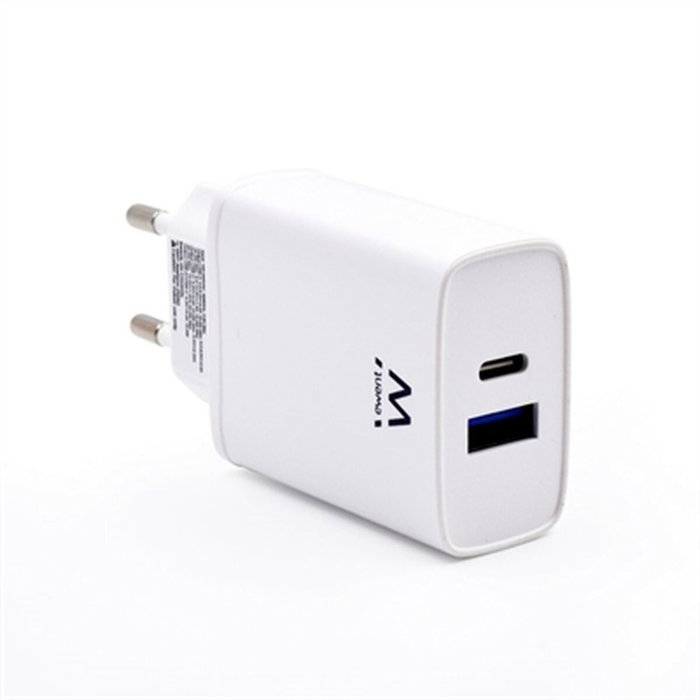 EWENT EW1321_R1 Cargador Universal Rápido 20W USB-C y USB-A Blanco