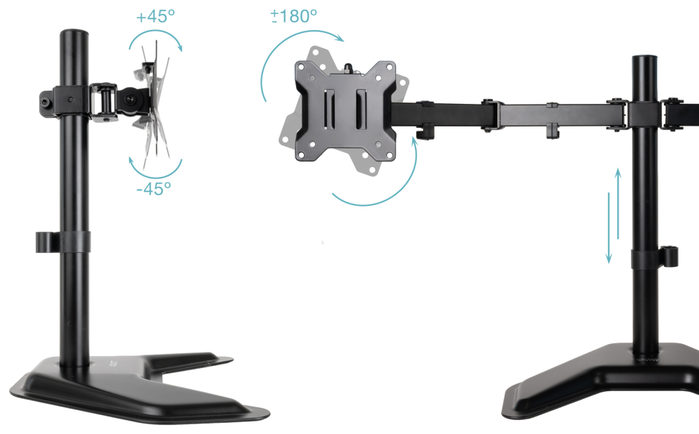 Tooq Soporte de Sobremesa para 2 Monitores DB1702TN-B Negro