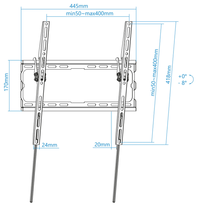 Tooq Soporte de Pared Inclinable LP1071T-B para Pantallas de 32-70 Pulgadas