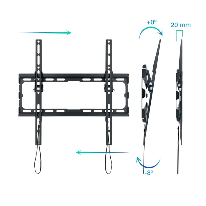 Tooq LP1071T-B Soporte Fijo de Pared para TV de 32"-70" Inclinable, Peso Máximo 45 kg, Compatible VESA 400x400 mm, Negro