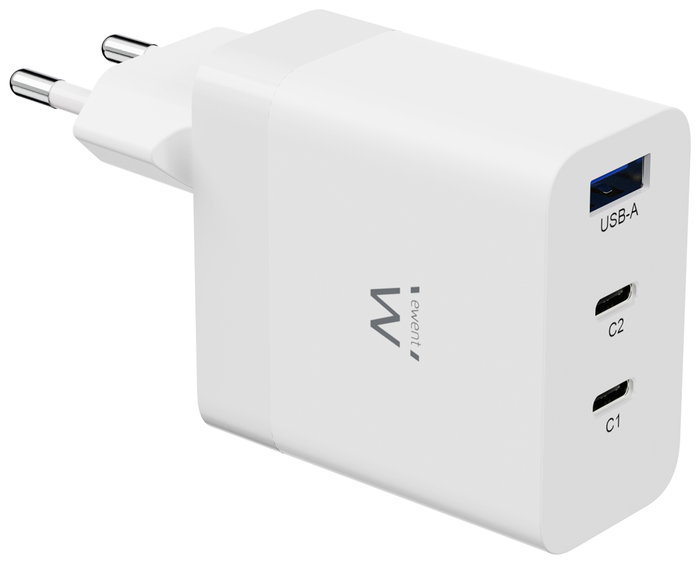 Ewent EW1323 Cargador de Carga Rápida 65W con 3 Puertos USB-C y USB-A Blanco Ewent EW1323 Cargador de Carga Rápida 65W con 3 Puertos USB-C y USB-A Blanco