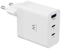 Ewent EW1323 Cargador de Carga Rápida 65W con 3 Puertos USB-C y USB-A Blanco