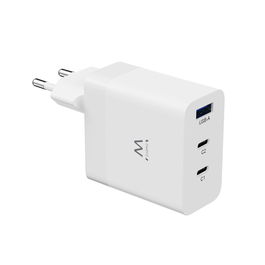 Ewent EW1323 Cargador Rápido 65W GaN 3 Puertos USB-C, Carga Rápida PD QC 3.0 para MacBook, iPhone, Smartphone, Tablet y Portátiles