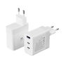 Ewent EW1323 Cargador Rápido 65W GaN 3 Puertos USB-C, Carga Rápida PD QC 3.0 para MacBook, iPhone, Smartphone, Tablet y Portátiles