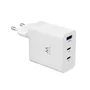 Ewent EW1323 Cargador GaN 65W con 3 Puertos (2 USB-C, 1 USB-A) - Carga Rápida PD/QC 3.0 para Macbook, iPhone, Samsung y más