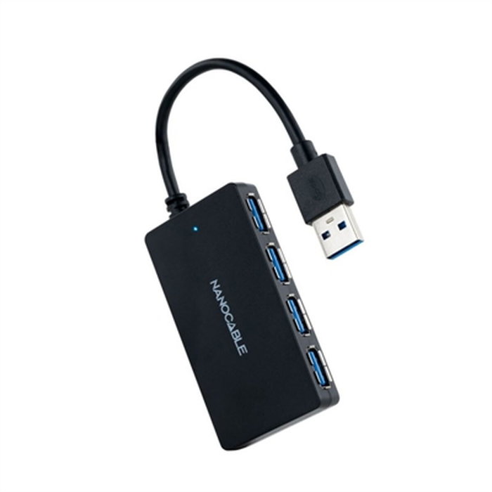 Nanocable Hub USB 3.0 con 4 Puertos USB-A, Cable 15 cm, Negro