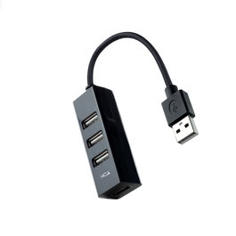 Nano Cable Hub USB 2.0 10.16.4404 con 4 Puertos USB-A Hembra, Negro, Plug and Play, Compatible con Windows y MacOS