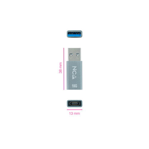 Nanocable Adaptador USB-A 3.1 GEN2 a USB-C, Gris