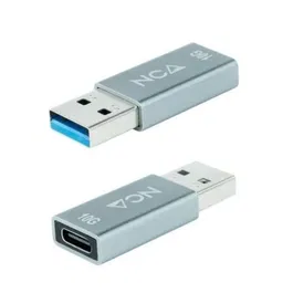 Nanocable Adaptador USB-C a USB-A, Tipo C Hembra a USB A Macho, 10 Gbps Gen 2, OTG, Color Gris Metálico, Compatible con Smartphones, Tablets y Portátiles