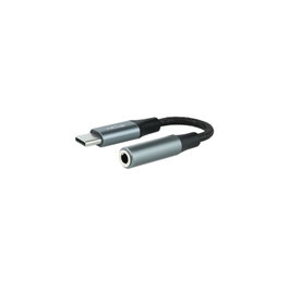 NANOCABLE Cable Adaptador Audio USB-C/M a Jack 3.5/H, 11 cm, Negro/Gris, 3,5 mm, Hembra, USB C, Macho, 0,11 m, Negro, Gris