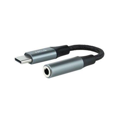 Nanocable Adaptador de Audio USB-C Macho a Jack 3.5 mm Hembra, 11 cm, Negro/Gris