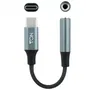 Nano Cable 10.24.1204 Adaptador de Audio USB Tipo-C Macho a Jack 3.5 Hembra Negro/Gris Nylon Aluminio 11cm