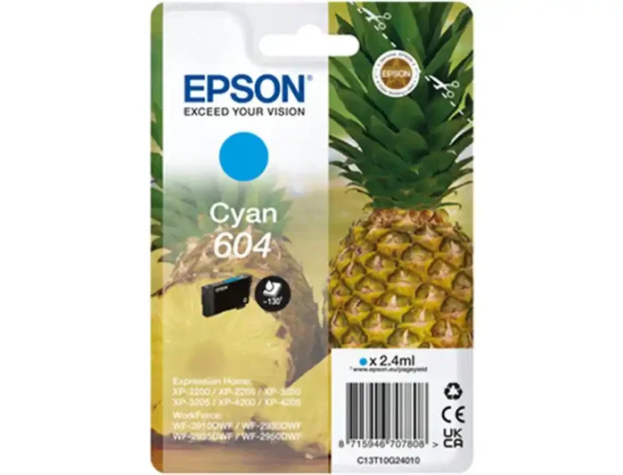 Epson Cartucho de tinta 604 Cian (C13T10G24010) Original Rendimiento Estándar