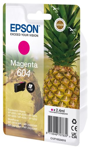 Epson Cartucho de Tinta 604 Magenta C13T10G34010 Epson Cartucho de Tinta 604 Magenta C13T10G34010