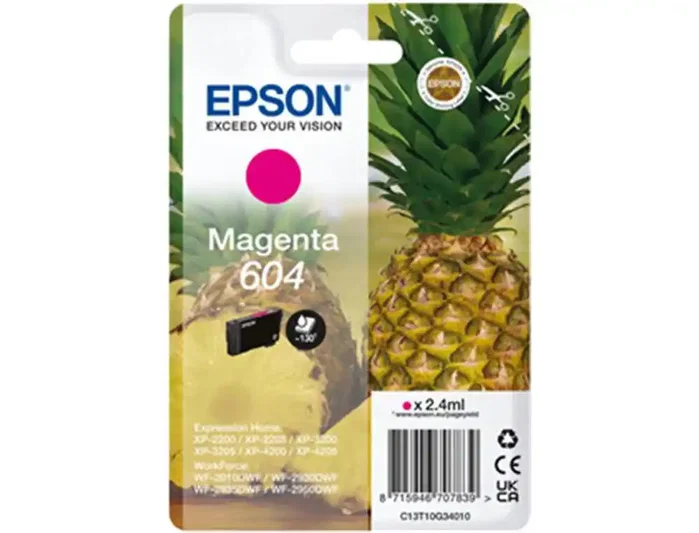 Epson Cartucho de Tinta 604 Magenta C13T10G34010 Epson Cartucho de Tinta 604 Magenta C13T10G34010