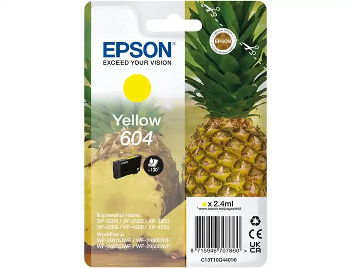 Epson Cartucho de Tinta 604 Amarillo C13T10G44010 Original de Rendimiento Estándar