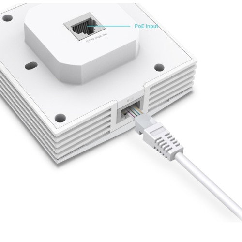 TP-LINK EAP650-WALL Punto de Acceso WiFi 6 de Pared, 3000 Mbps, PoE, Blanco
