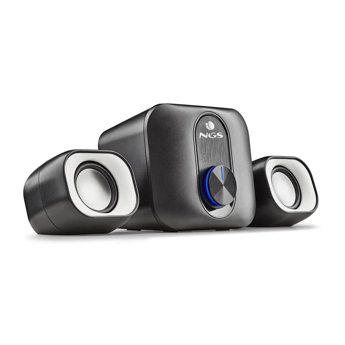 NGS COMET 2.1 Altavoces PC 2.1 con Subwoofer, 20W de Potencia, Sonido Envolvente, Alimentación USB, Entrada AUX 3.5mm, Color Negro o Blanco, Plug and Play