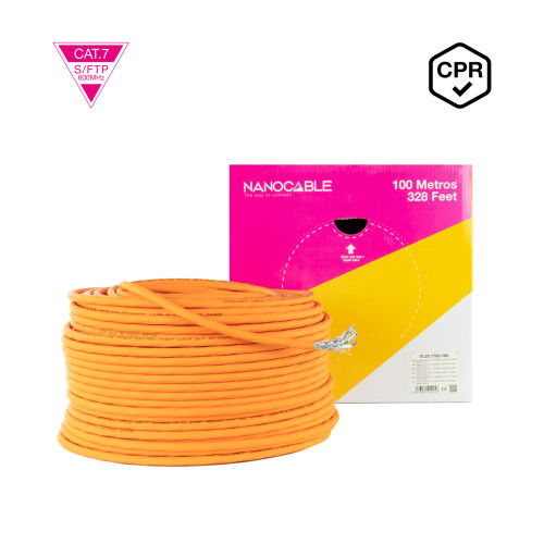 Nanocable Cable de Red Ethernet CAT7 AWG23 SF/UTP 100 m LSZH Naranja 10GBase-T PoE