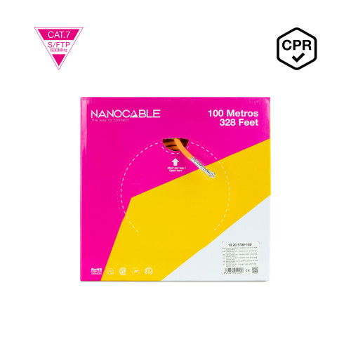 Nanocable Cable de Red Ethernet CAT7 AWG23 SF/UTP 100 m LSZH Naranja 10GBase-T PoE