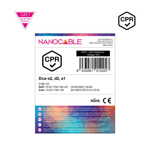 Nanocable Cable de Red Ethernet CAT7 AWG23 SF/UTP 100 m LSZH Naranja 10GBase-T PoE
