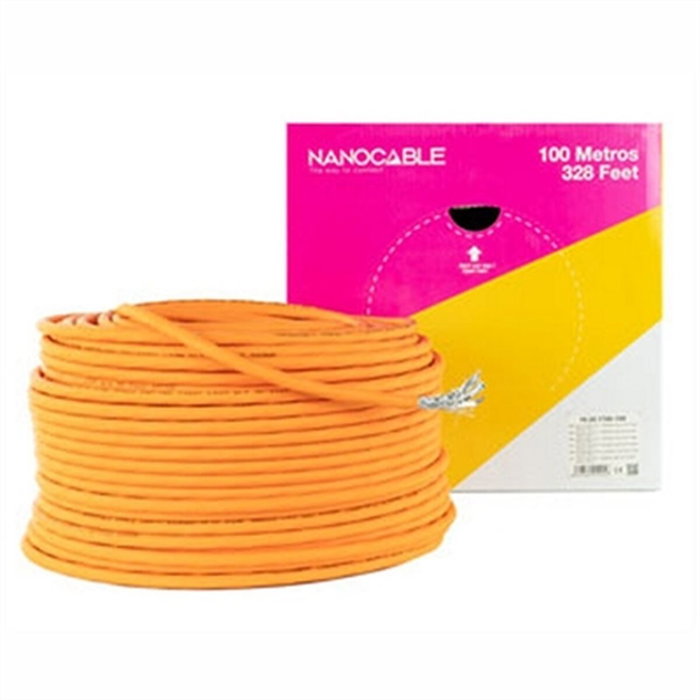 Nanocable Bobina Cable de Red CAT.7 LSZH SFTP PIMF AWG23, 100 m, Naranja