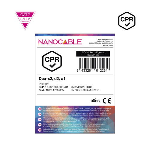 Nanocable Cable de Red CAT.7 LSZH SFTP PIMF AWG23, Naranja, 305m Nanocable Cable de Red CAT.7 LSZH SFTP PIMF AWG23, Naranja, 305m