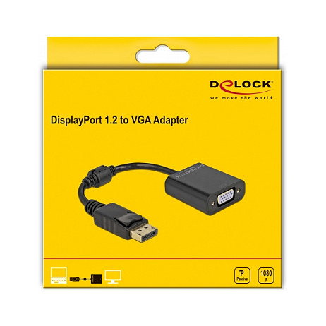 Delock Adaptador DisplayPort 1.2 Macho a VGA Hembra Pasivo Negro Delock Adaptador DisplayPort 1.2 Macho a VGA Hembra Pasivo Negro