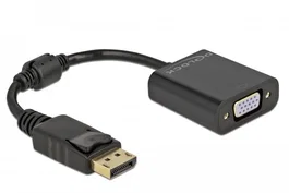Delock Adaptador 61006 DisplayPort 1.2 Macho a VGA (D-Sub) Hembra Pasivo, Negro, 0.15m, Resolución 1920x1200 Pixeles 60 Hz
