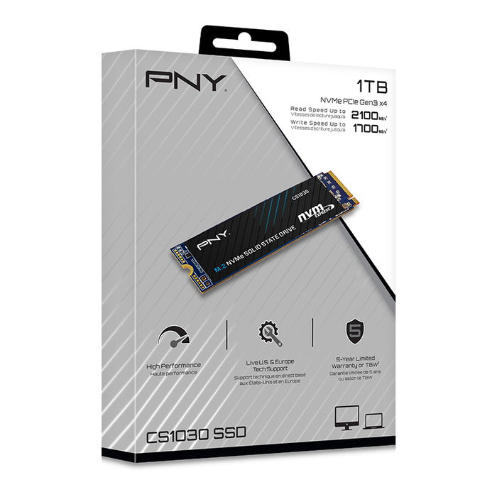 PNY Disco Duro Interno SSD CS1030 M280CS1030-1TB-RB 1TB M.2 NVMe PCIe Gen3 x4, Lectura 2100 MB/s, Escritura 1700 MB/s