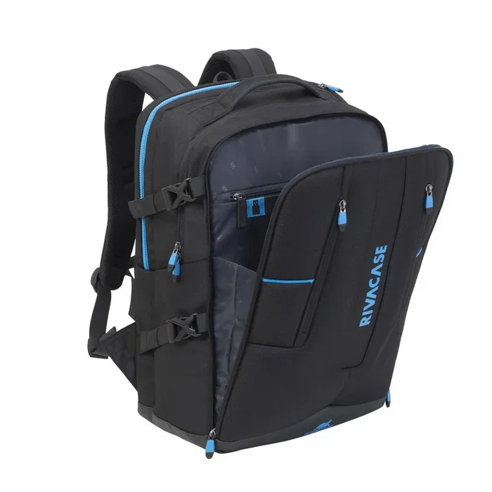 Rivacase Borneo 7860 Mochila Gaming para Portátil 17.3" Negro y Azul con Respaldo, Varios Compartimentos y Resistente al Agua