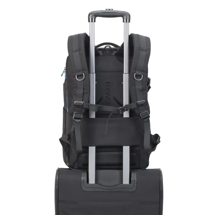 Rivacase Borneo 7860 Mochila Gaming para Portátil 17.3" Negro y Azul con Respaldo, Varios Compartimentos y Resistente al Agua