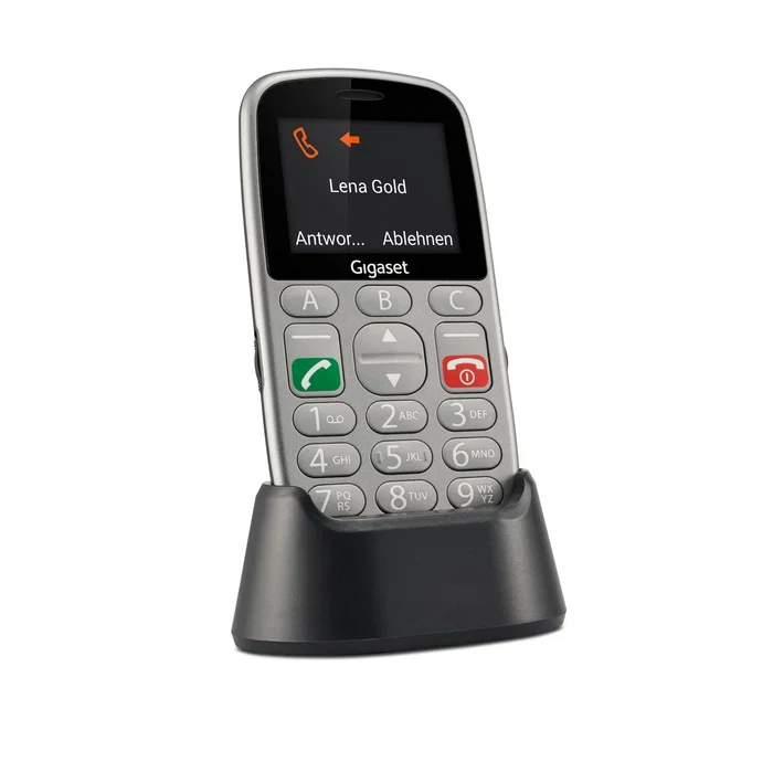 Gigaset GL390 Teléfono Móvil para Personas Mayores con Teclas Grandes, Función SOS, Pantalla 2.2", SIM Dual, Radio FM, Linterna, 800 mAh, Color Gris
