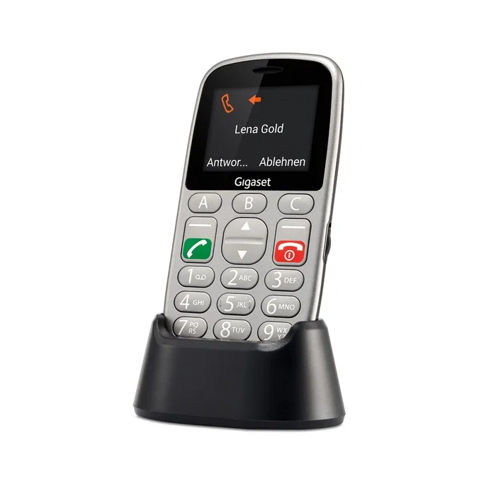 Gigaset GL390 Teléfono Móvil para Personas Mayores con Teclas Grandes, Función SOS, Pantalla 2.2", SIM Dual, Radio FM, Linterna, 800 mAh, Color Gris