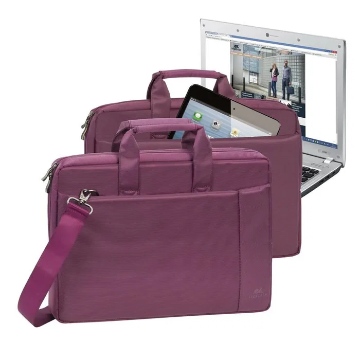 Rivacase 8231 Bandolera para Portátil hasta 15.6" con Compartimento para Tablet, Maletín Acolchado Púrpura