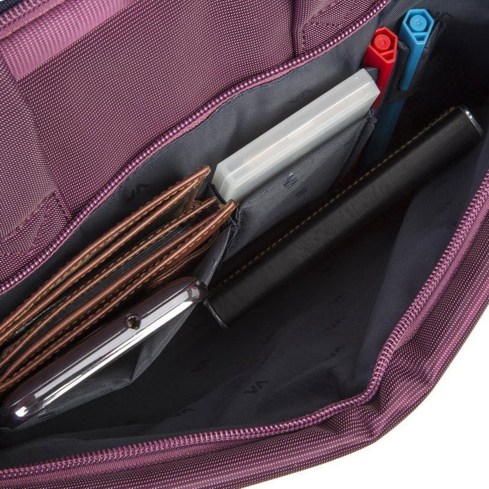 Rivacase 8231 Bandolera para Portátil hasta 15.6" con Compartimento para Tablet, Maletín Acolchado Púrpura