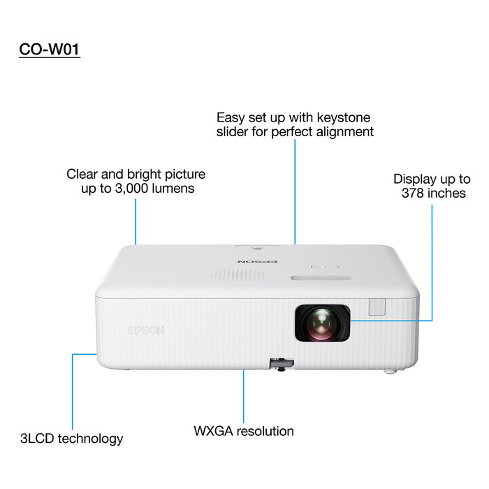 Epson CO-W01 Proyector Multimedia WXGA 3LCD 3000 Lúmenes