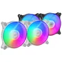 Mars Gaming MFDUOW Kit de 2 Ventiladores para PC, 12 cm FRGB 360° Blanco, Ultra Silenciosos, Conexión 3/4-pin, 9 Aspas, 1100 RPM