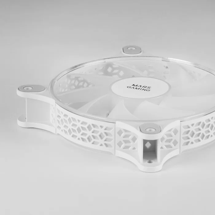 Mars Gaming MFDUOW Kit de 2 Ventiladores para PC, 12 cm FRGB 360° Blanco, Ultra Silenciosos, Conexión 3/4-pin, 9 Aspas, 1100 RPM