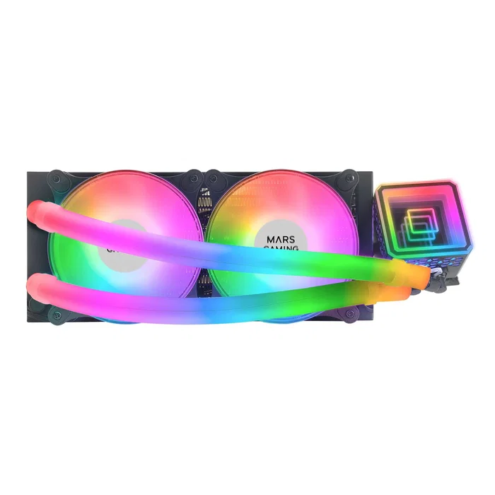 Mars Gaming ML-ULTRA240 Sistema de Refrigeración Líquida AIO 240mm Negro, Iluminación ARGB 360°, Espejo Infinito, TDP 500W, OPTI-CHAMBER 3rd Gen, Compatible con Intel/AMD