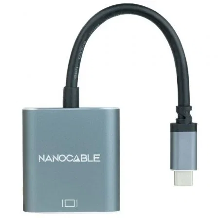 Nanocable Conversor USB-C a VGA Aluminio 10 cm Gris Nanocable Conversor USB-C a VGA Aluminio 10 cm Gris