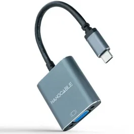 Nanocable Conversor USB-C a VGA Aluminio 10 cm Gris