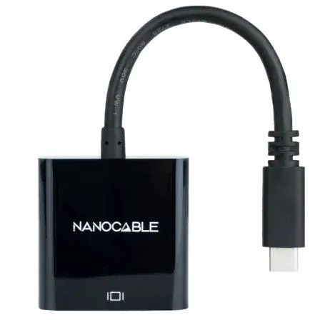 Nano Cable 10.16.4101-BK Conversor USB Tipo-C Macho a VGA Hembra, Negro, 10cm