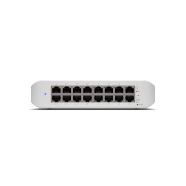 Ubiquiti UniFi Switch Lite 16 PoE, Switch Gestionado Layer 2, 16 Puertos Gigabit (8 PoE+), 45W PoE Total, Blanco